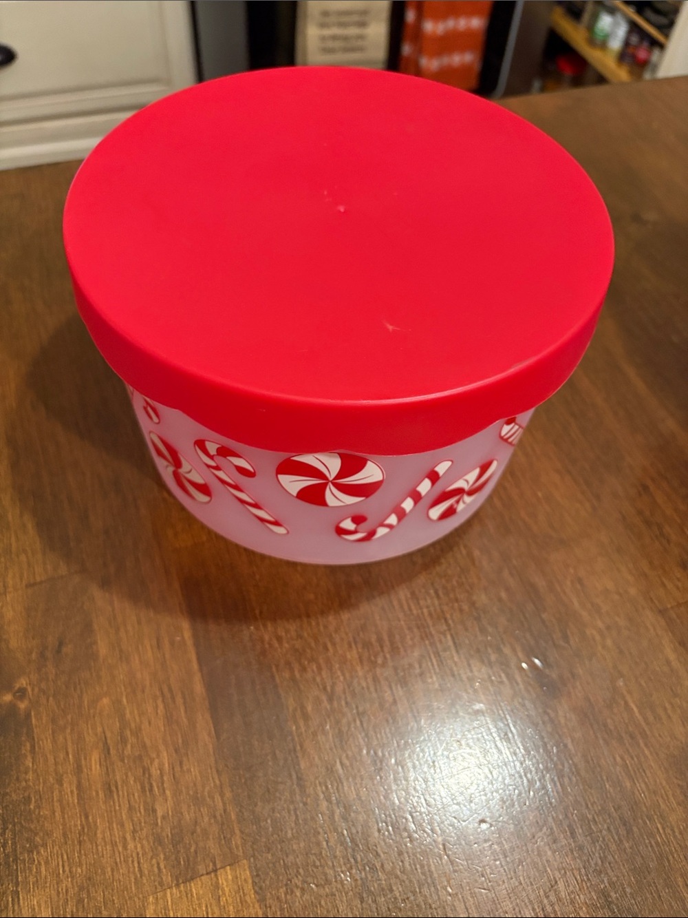 Red Candy-Print Storage Container with Red Lid
